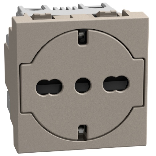 Light Now - Tomada 2PT tipo "sch"  standard italiano - 16A250V -2 mód- Stone