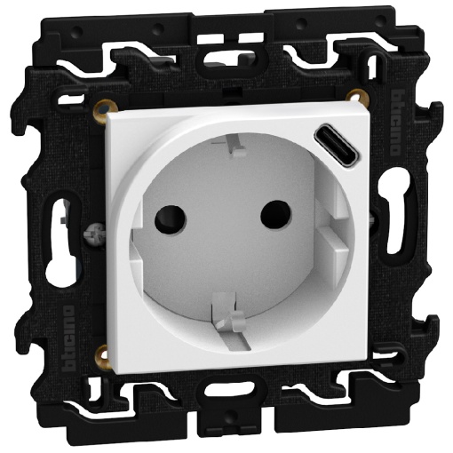 Light Now - Tomada mista 2PT tipo "sch"  USB Tipo C - 2módulos - White