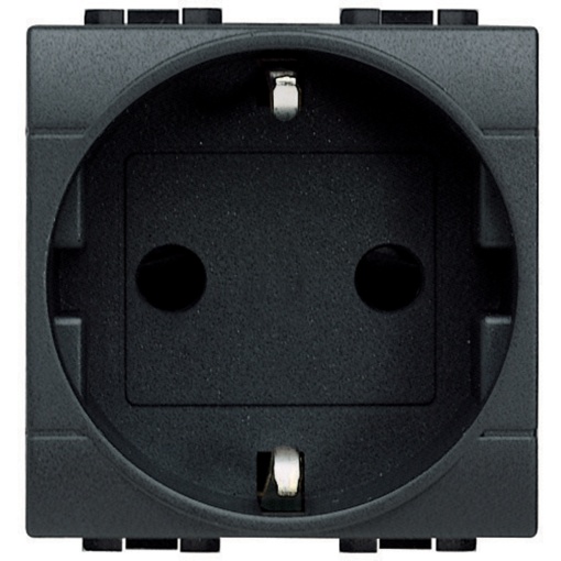 Livinglight - Tomada 2PT Schuko, Ligadores parafusos - Antracite, 2 módulos