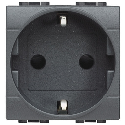 Livinglight - Tomada 2PT Schuko, Ligadores automáticos - Antracite, 2 módulos