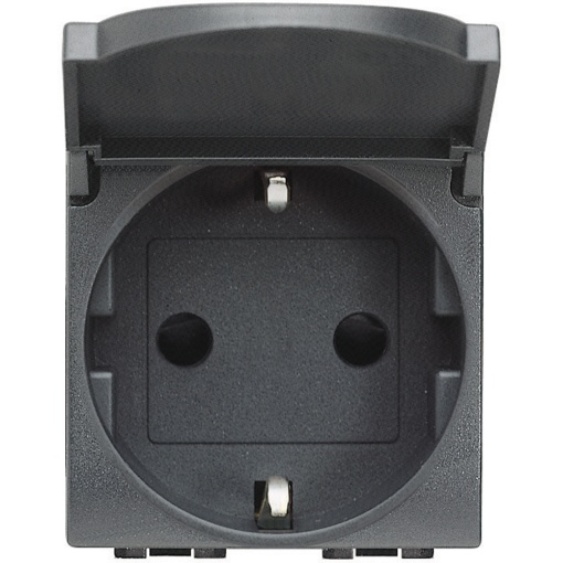 Livinglight - Tomada 2PT Schuko com tampa - Antracite, 2 módulos