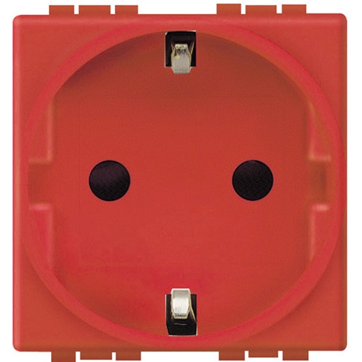 Livinglight - Tomada 2PT Schuko, Ligadores parafusos - Vermelho, 2 módulos
