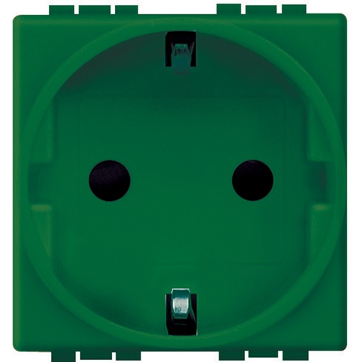 Livinglight - Tomada 2PT Schuko, Ligadores parafusos - Verde, 2 módulos