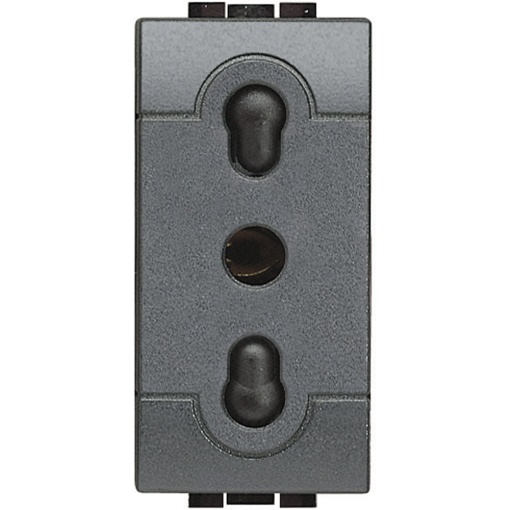 Livinglight - Tomada 2PT standard italiano - Antracite, 1 módulo