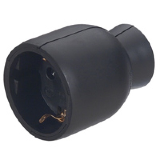 Ficha fêmea 2T - 16 A - Schuko - Saída frontal - preto