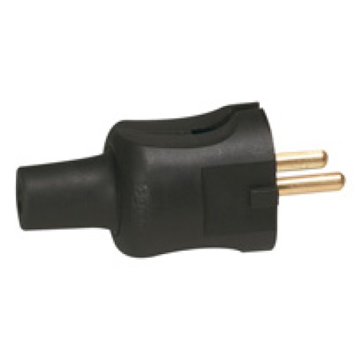 Ficha macho 2P sem terra16 A borracha - preto