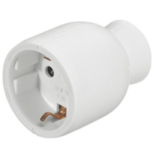 Ficha fêmea 2T - 16 A - Schuko - Saída frontal - branco