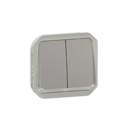 Plexo IP 55 componível - Comando multifunções duplas luminosas, Cinzento