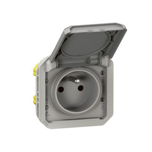 Plexo IP 55 componível - Tomada 2PT, standard FB, Cinzento