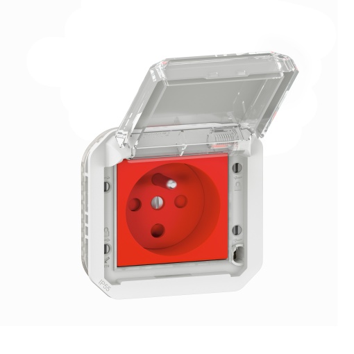 Plexo IP 55 componível - Tomada 2PT, standard FB, com encravamento, Cinzento
