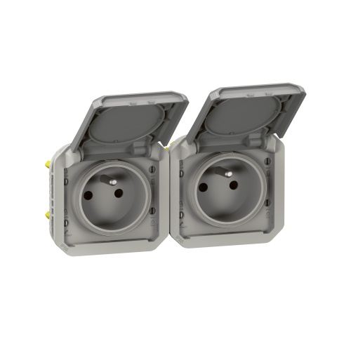 Plexo IP 55 componível - 2 x 2PT, standard FB - Horizontal, Cinzento