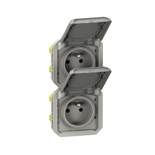 Plexo IP 55 componível - 2 x 2PT, standard FB - Vertical, Cinzento