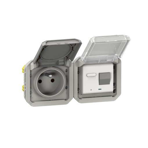 Plexo IP 55 componível - Tomada 2PT, standard FB, com proteção diferencial