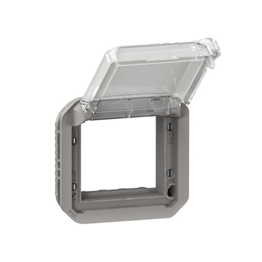 Plexo IP 55 componível - Adaptador Mosaic tampa encravamento por chave, Cinzento