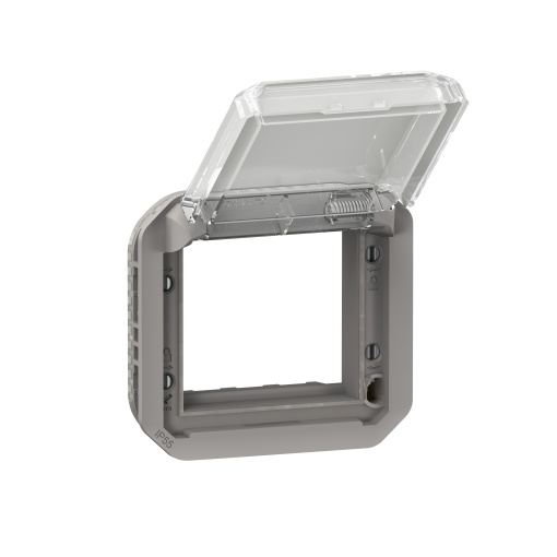 Plexo IP 55 componível - Adaptador Mosaic com tampa transparente, Cinzento