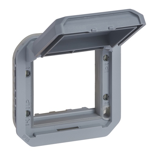 Plexo IP 55 componível - Adaptador Mosaic com tampa opaca, Cinzento