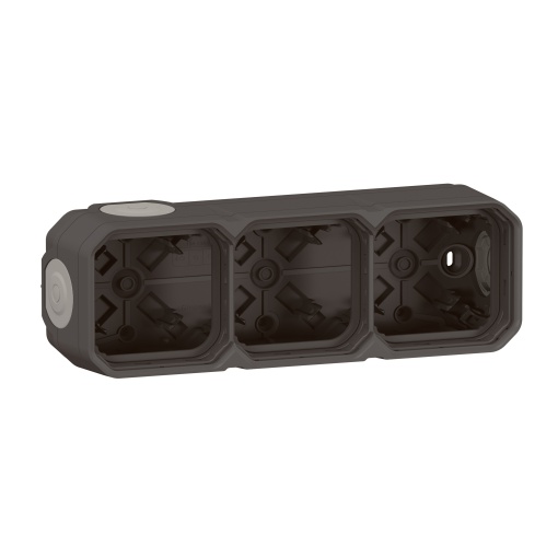 Plexo IP 55 componível - Caixa saliente tripla com bucins planos, Antracite