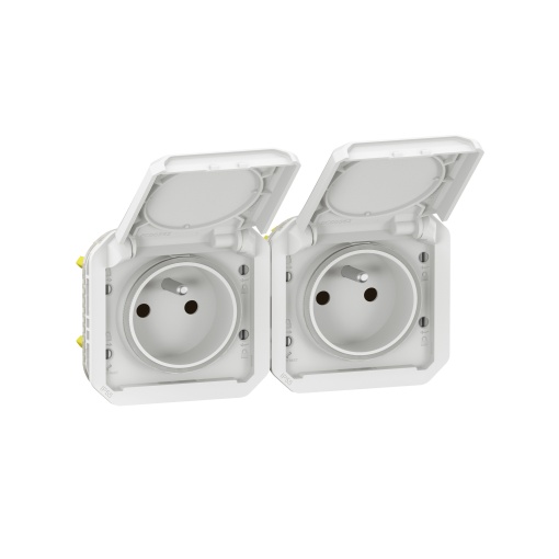 Plexo IP 55 componível - 2 x 2PT, standard FB - Horizontal, Branco