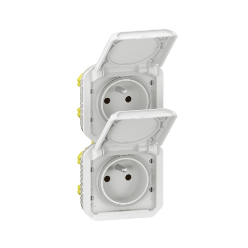 Plexo IP 55 componível - 2 x 2PT, standard FB - Vertical, Branco