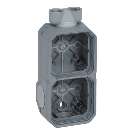 Plexo IP 55 componível - Caixa saliente dupla para 2 x bucins ISO20, Cinzento