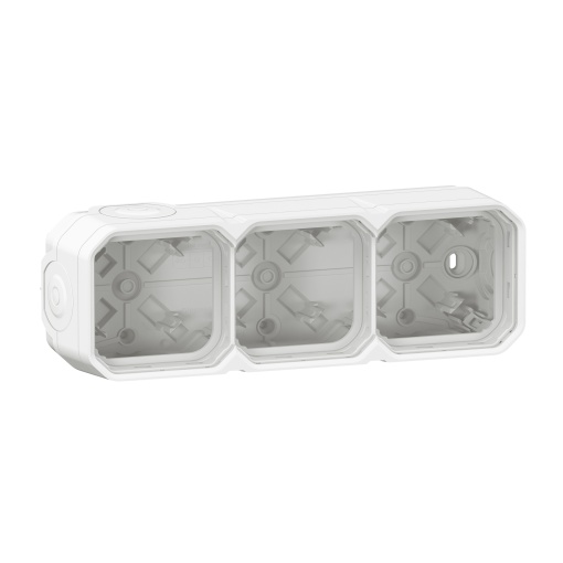 Plexo IP 55 componível - Caixa saliente tripla com bucins planos, Branco