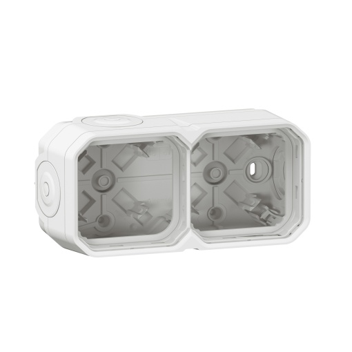 Plexo IP 55 componível - Caixa saliente dupla com bucins planos, Branco