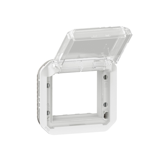 Plexo IP 55 componível - Adaptador Mosaic com tampa transparente, Branco