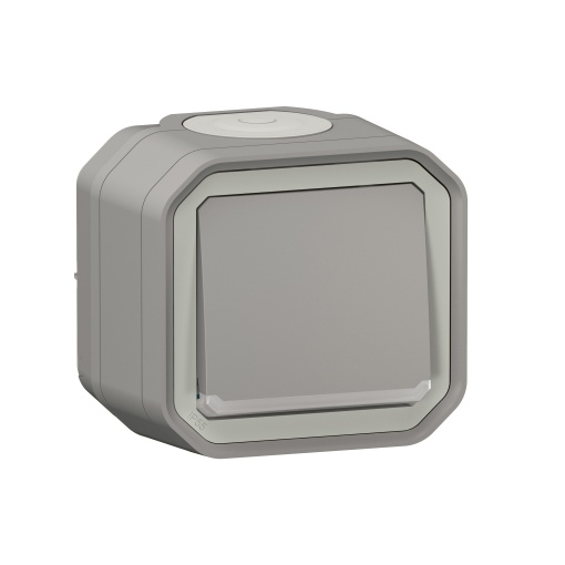 Plexo IP 55 monobloco saliente - Comutador de escada c sinalização 230V, Cinze