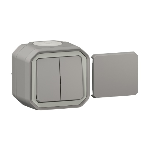 Plexo IP 55 monobloco saliente - Mecanismo Multifunções reversível, Cinzento