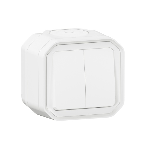 Plexo IP 55 monobloco saliente - Comando duplo multifunções, Branco