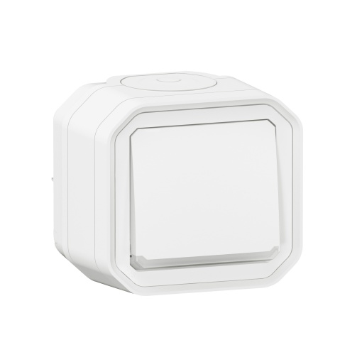 Plexo IP 55 monobloco saliente - Botão simples luminoso, Branco