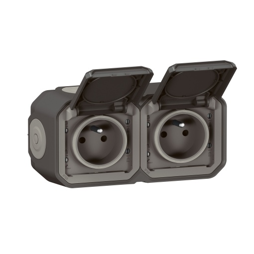 Plexo IP 55 monobloco saliente - 2 x 2PT standard FB - Horizontal, Antracite