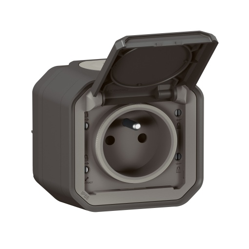 Plexo IP 55 monobloco saliente - Tomada 2PT, standard FB, Antracite