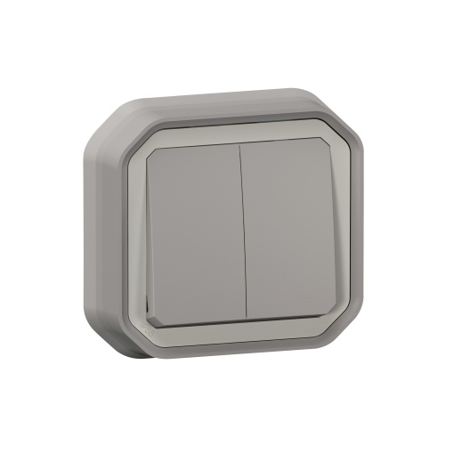 Plexo IP 55 monobloco encastrar - Comando duplo multifunções, Cinzento