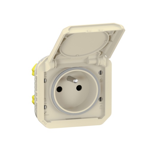 Plexo IP 55 componível - Tomada 2PT, standard FB, Areia