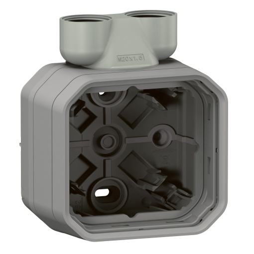 Plexo IP 55 componível - Caixa saliente simples para 2 x bucins ISO20, Cinzento