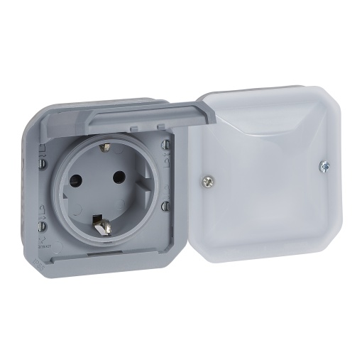 Plexo with Netatmo - Tomada de energia conectada, 2PT tipo Schuko, Cinzento