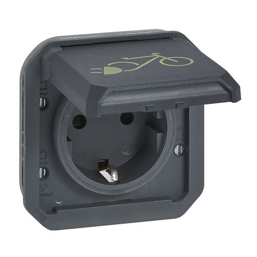 Plexo IP 55 componível - Tomada Schuko para bicicletas elétricas, Antracite