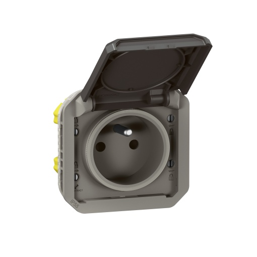 Plexo IP 55 componível - Tomada 2PT, standard FB, Antracite