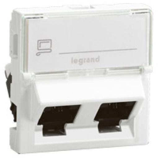 Mosaic - Tomada RJ45 - Cat.6 - FTP, com 2 saídas a 45 graus - 2 módulos - Branco