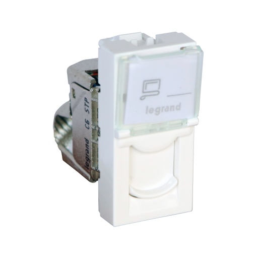 Mosaic - Tomada RJ45 - Cat.6 - STP blindagem - 1 módulo - Branco Antimicrobial