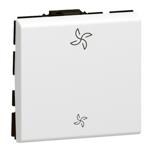 Mosaic - Comando de ventilação 10AX-250V - 2 módulos - branco antimicrobial