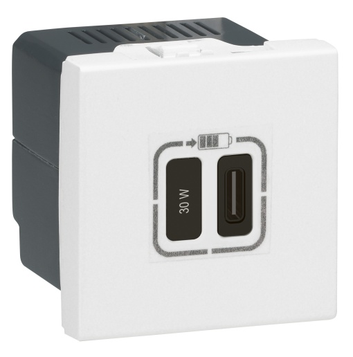 Mosaic - Tomada carregadora USB Power Delivery 2mod - 1 x Tipo C - 30W - Branco