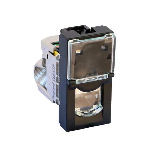 Tomada RJ45 Mosaic - Cat.6A STP. 1 módulo. LCS² . Preto