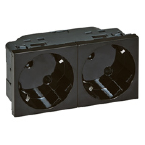 Mosaic - Tomada 2 x 2PT - ligadores automáticos - inclinados a 45 - preto