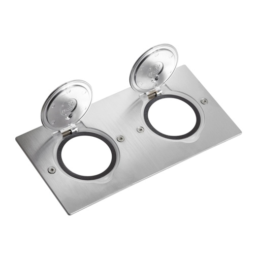 Base para montagem de tomadas de chão retangular - Inox