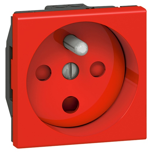 Mosaic - Tomada 2PT com encravamento - standard Francês - vermelha