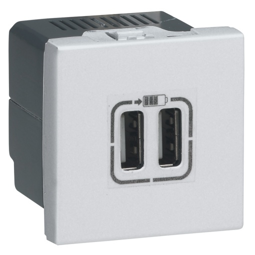 Mosaic - Tomada carregadora 2 USB Tipo-A - 230V - 2 módulos - branco