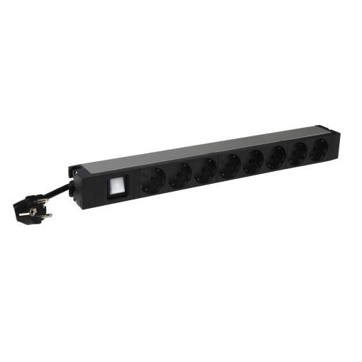 LCS³ Bloco PDU 19" - 1 U - 8 tomadas x 2PT Schuko - 1 botão luminoso onoff
