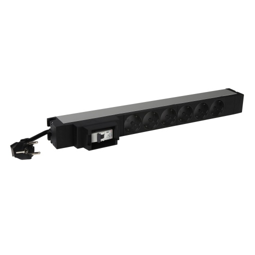 LCS³ Bloco PDU 19" - 1 U - 6 tomadas x 2PT Schuko  disjuntor diferencial AC